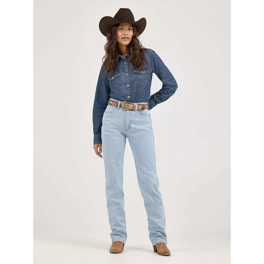 Wrangler Womens Cowboy‎ Cut Slim Fit Jeans 9x34 Light Wash High Rise 1014MWZGH